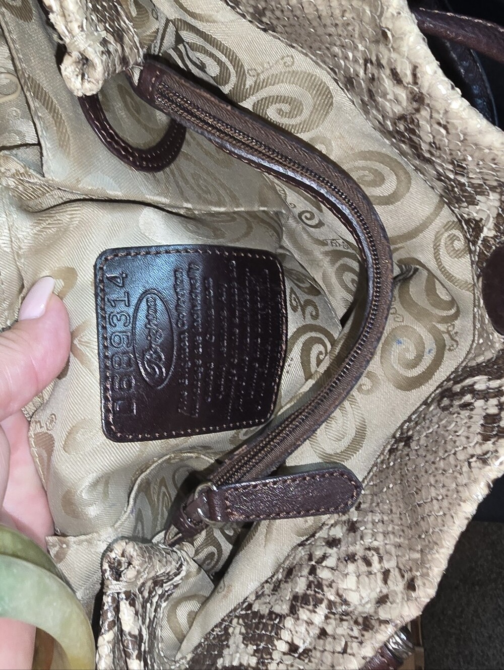 Brighton Python Snake Embossed Leather Bag - Picture 9 of 16